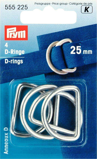 Prym 2/4 pk Welded metal D-rings for bag straps, bag making. 20/ 25 /30 /40 mm