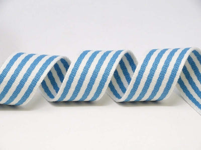 Bertie's bows 38mm striped, rainbow bag strapping/webbing: various colours. Per metre.