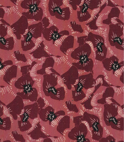 Poppy blossom Burgundy 100% viscose woven dressmaking fabric x1/2m. By Cousette.