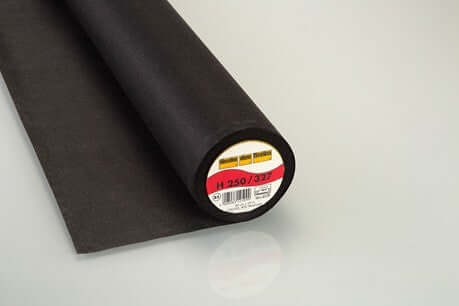 Firm/Heavy Weight fusible Interfacing black H250/327: Vilene iron on non-woven our. By the half metre.